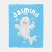 Cute beluga whale belbles cartoon afbeelding fleece deken (Voorkant)