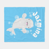 Cute beluga whale belbles cartoon afbeelding fleece deken (Voorkant (Horizontaal))