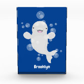 Cute beluga whale belbles cartoon afbeelding fotoblokken (Voorkant)