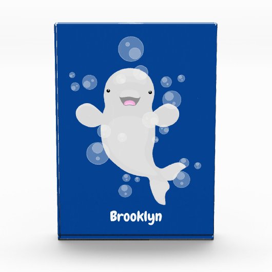 Cute beluga whale belbles cartoon afbeelding fotoblokken (Voorkant)