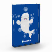 Cute beluga whale belbles cartoon afbeelding fotoblokken (Links)