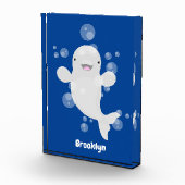 Cute beluga whale belbles cartoon afbeelding fotoblokken (Rechts)