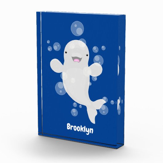 Cute beluga whale belbles cartoon afbeelding fotoblokken (Rechts)