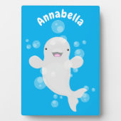 Cute beluga whale belbles cartoon afbeelding fotoplaat (voorkant)