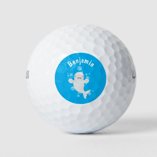 Cute beluga whale belbles cartoon afbeelding golfballen (Voorkant)