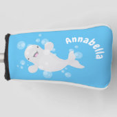 Cute beluga whale belbles cartoon afbeelding golfheadcover (Voorkant)