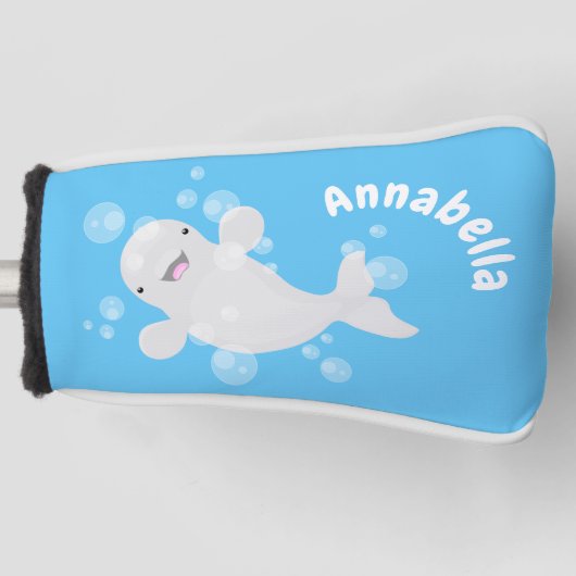 Cute beluga whale belbles cartoon afbeelding golfheadcover (Voorkant)