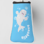 Cute beluga whale belbles cartoon afbeelding golfheadcover (Draai 90)