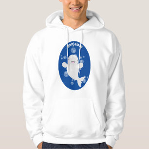 Cute beluga whale belbles cartoon afbeelding hoodie
