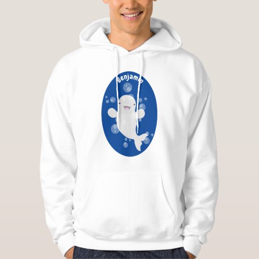 Cute beluga whale belbles cartoon afbeelding hoodie (Voorkant)