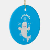 Cute beluga whale belbles cartoon afbeelding keramisch ornament (Rechts)