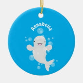 Cute beluga whale belbles cartoon afbeelding keramisch ornament (Voorkant)