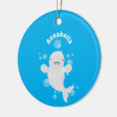 Cute beluga whale belbles cartoon afbeelding keramisch ornament (Links)