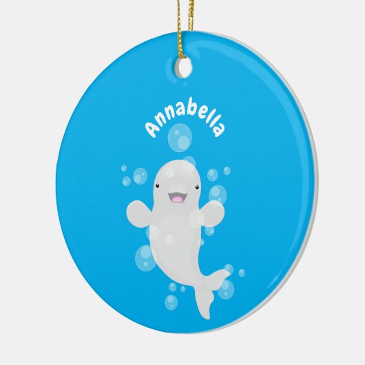Cute beluga whale belbles cartoon afbeelding keramisch ornament (Links)