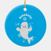 Cute beluga whale belbles cartoon afbeelding keramisch ornament (Achterkant)