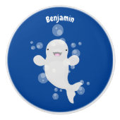 Cute beluga whale belbles cartoon afbeelding keramische knop (Voorkant)