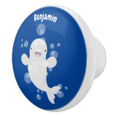 Cute beluga whale belbles cartoon afbeelding keramische knop (Rechts)