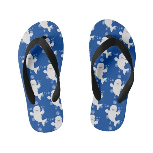 Cute beluga whale belbles cartoon afbeelding kinder teenslippers (Voetbed)