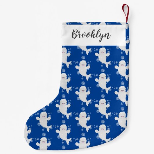 Cute beluga whale belbles cartoon afbeelding kleine kerstsok (Achterkant)