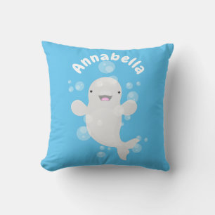 Cute beluga whale belbles cartoon afbeelding kussen