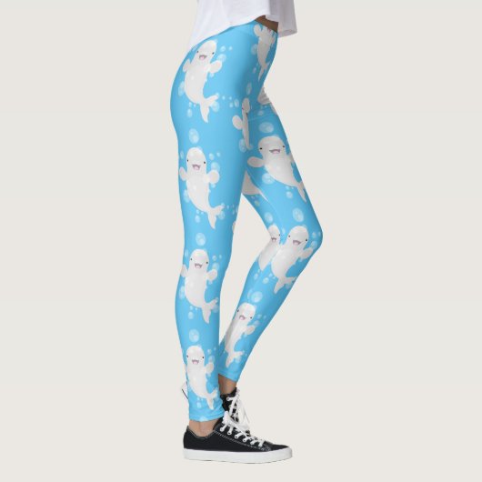 Cute beluga whale belbles cartoon afbeelding leggings (Rechts)