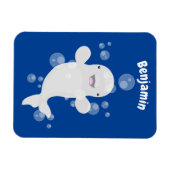 Cute beluga whale belbles cartoon afbeelding magneet (Horizontaal)