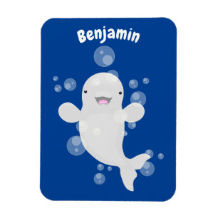 Cute beluga whale belbles cartoon afbeelding magneet