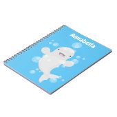 Cute beluga whale belbles cartoon afbeelding notitieboek (Linkerzijde)