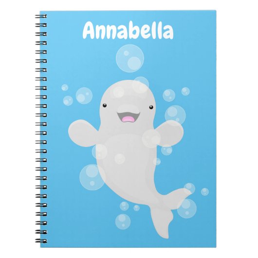 Cute beluga whale belbles cartoon afbeelding notitieboek (Voorkant)