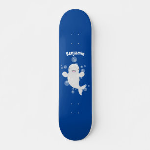 Cute beluga whale belbles cartoon afbeelding persoonlijk skateboard