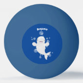 Cute beluga whale belbles cartoon afbeelding pingpongbal (Achterkant)