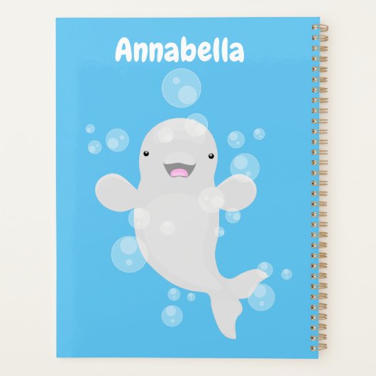 Cute beluga whale belbles cartoon afbeelding planner (Achterkant)