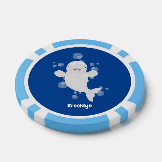 Cute beluga whale belbles cartoon afbeelding poker chips (Enkel)