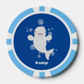 Cute beluga whale belbles cartoon afbeelding poker chips (Voorkant)