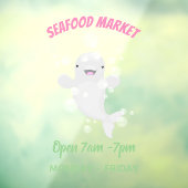 Cute beluga whale belbles cartoon afbeelding raamsticker (Vel 3)
