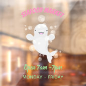 Cute beluga whale belbles cartoon afbeelding raamsticker (Vel 2)