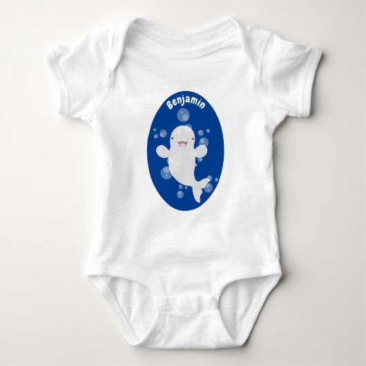 Cute beluga whale belbles cartoon afbeelding romper (Voorkant)
