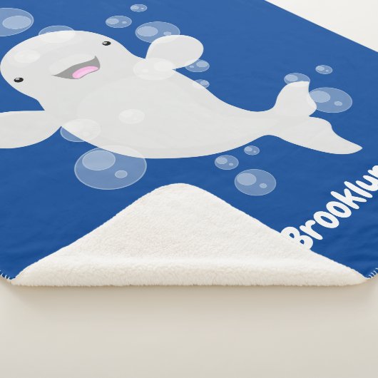 Cute beluga whale belbles cartoon afbeelding sherpa deken (3/4)