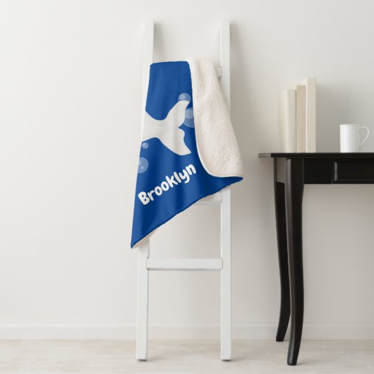 Cute beluga whale belbles cartoon afbeelding sherpa deken (In situ)