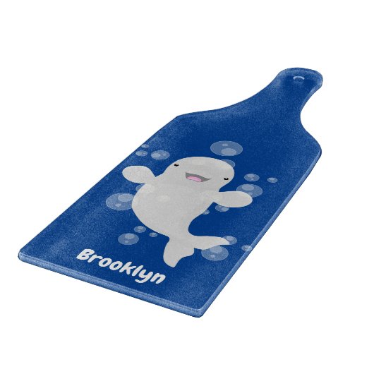 Cute beluga whale belbles cartoon afbeelding snijplank (Hoek)