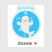 Cute beluga whale belbles cartoon afbeelding sticker (Vel)