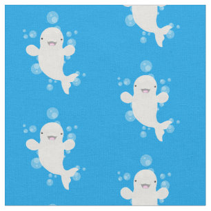 Cute beluga whale belbles cartoon afbeelding stof