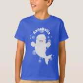 Cute beluga whale belbles cartoon afbeelding t-shirt (Voorkant)