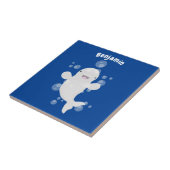 Cute beluga whale belbles cartoon afbeelding tegeltje (Zijkant)