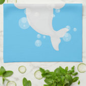 Cute beluga whale belbles cartoon afbeelding theedoek (Gevouwen)