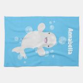 Cute beluga whale belbles cartoon afbeelding theedoek (Horizontaal)