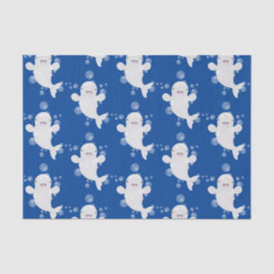 Cute beluga whale belbles cartoon afbeelding tissuepapier