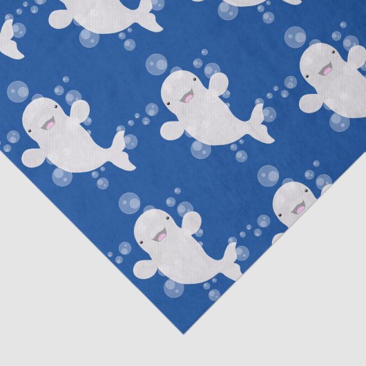 Cute beluga whale belbles cartoon afbeelding tissuepapier (Detail)