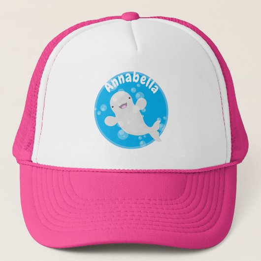 Cute beluga whale belbles cartoon afbeelding trucker pet (Voorkant)