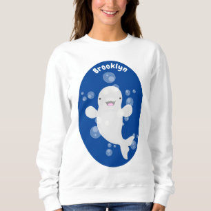Cute beluga whale belbles cartoon afbeelding trui